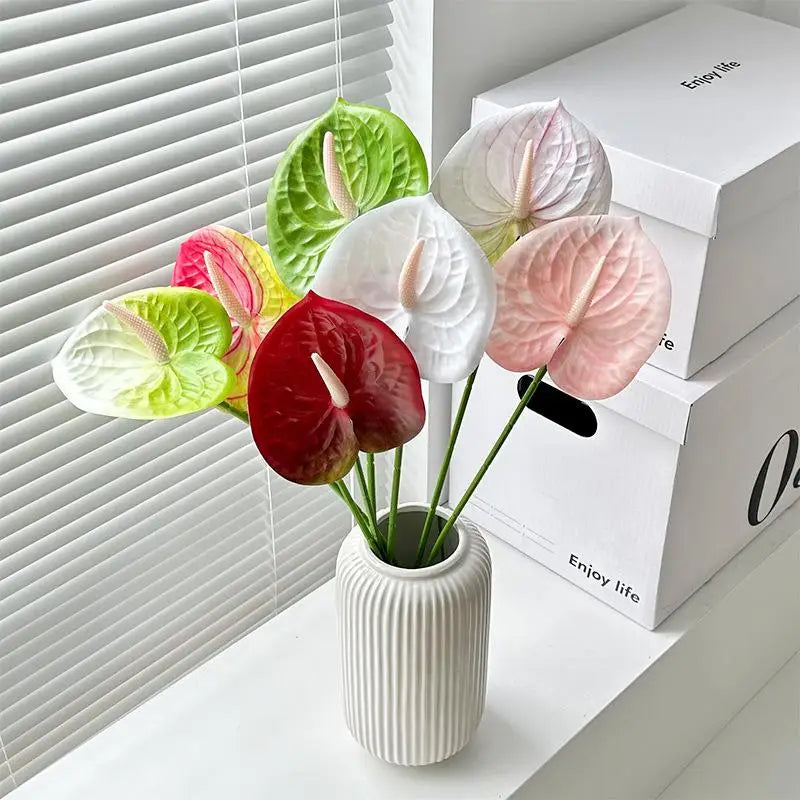 décoration intérieure plante artificielle feuilles ovales moderne vase boîte enjoy life rouge vert blanc