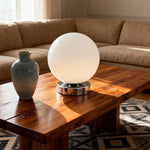 lampe table sphère verre blanc orange moderne décoration chambre table nuit lumière douce trois
