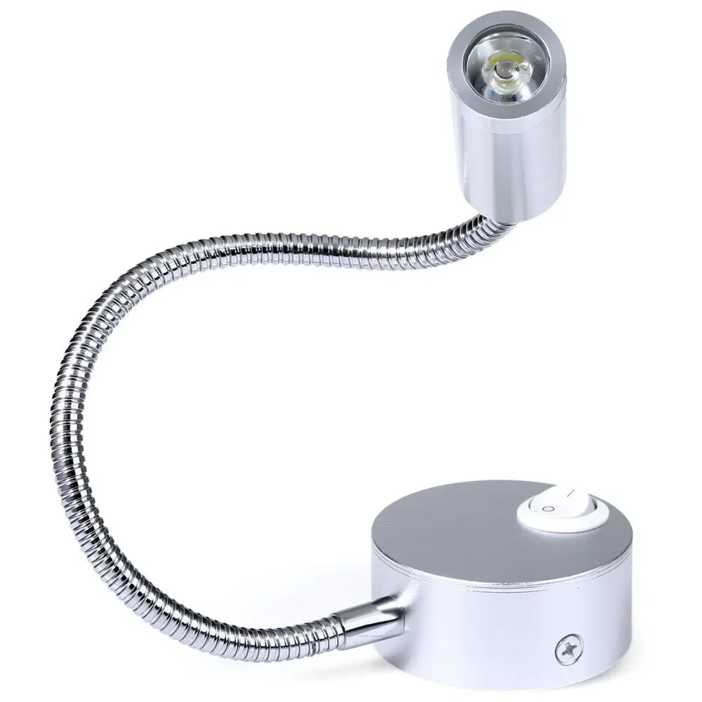 lampe murale moderne led 3w argentée lampe chevet minimaliste col cygne fixée mur
