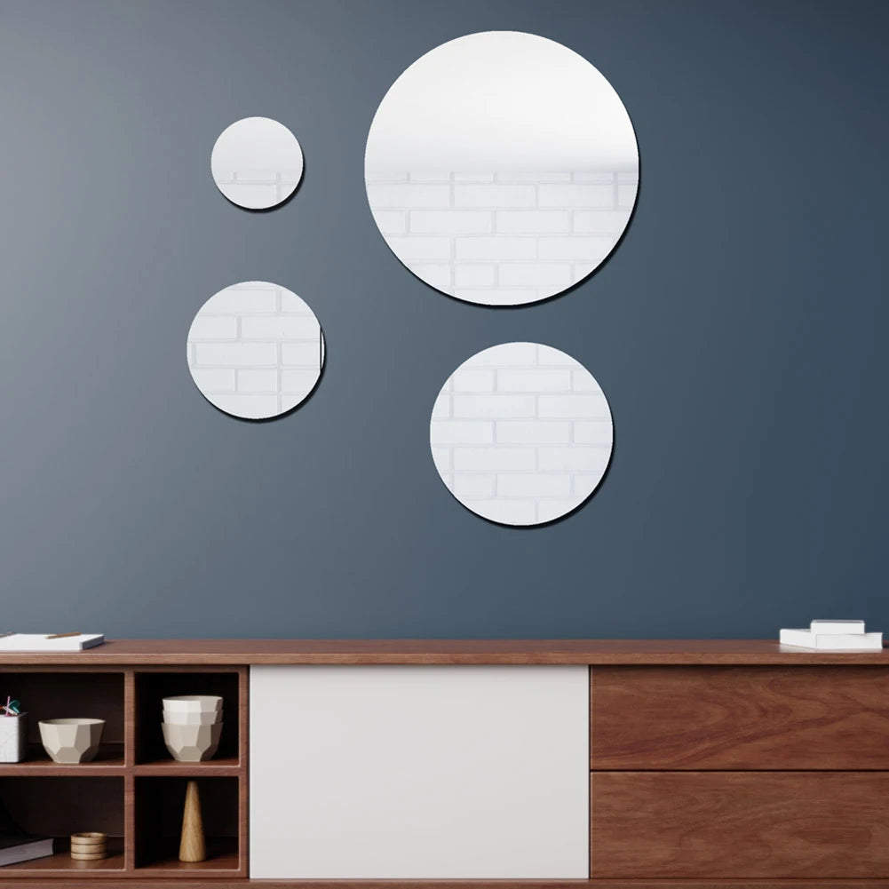 miroirs ronds argent or adhésifs modernes 10cm 15cm 20cm 30cm opaques matètres