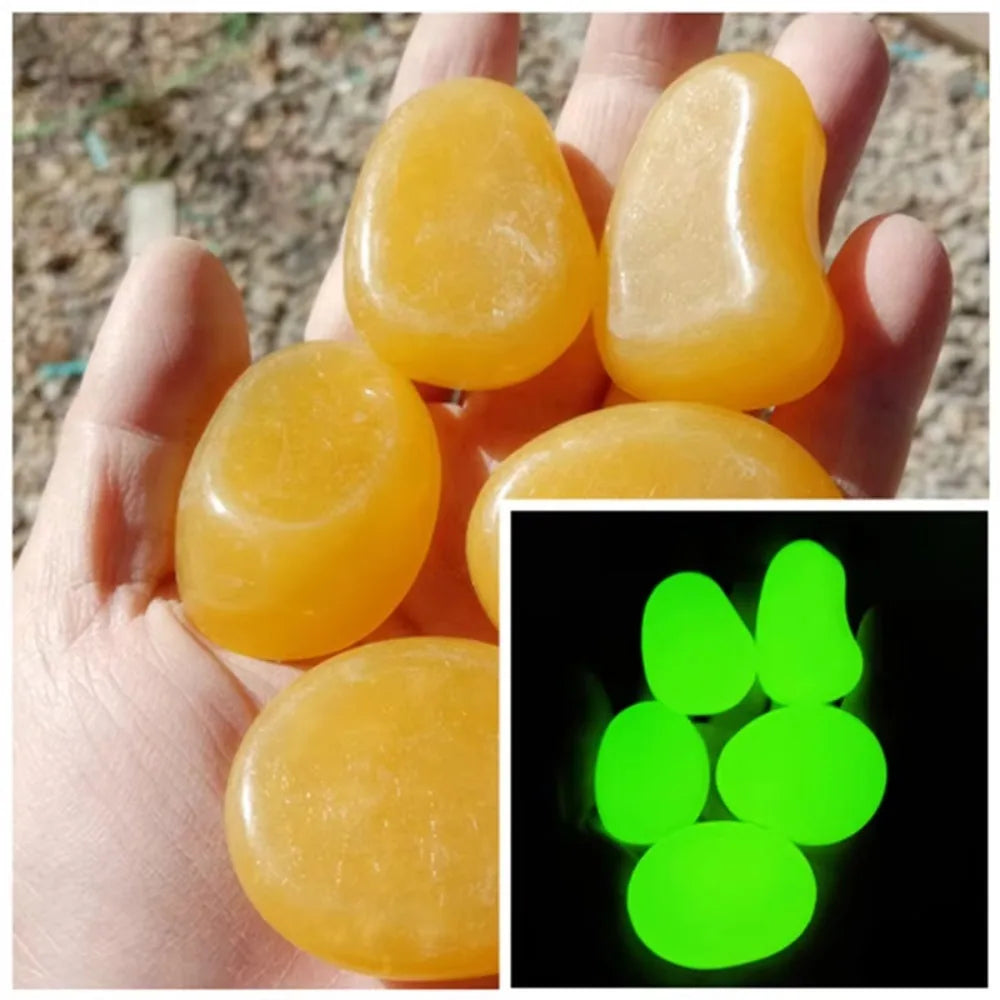 pierres décoratives luminescentes modernes multicolores vert bleu jaune opaques jardin