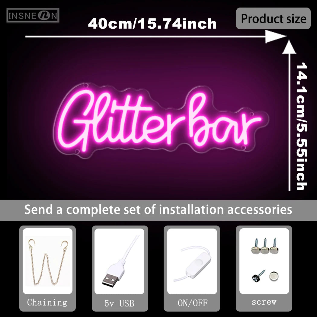néon lumineux rose lettres stylisées moderne élégant blanc chaud 50000h usb on off