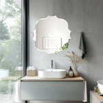 miroir moderne argenté bord ondulé portable autonome chambre salon entrée