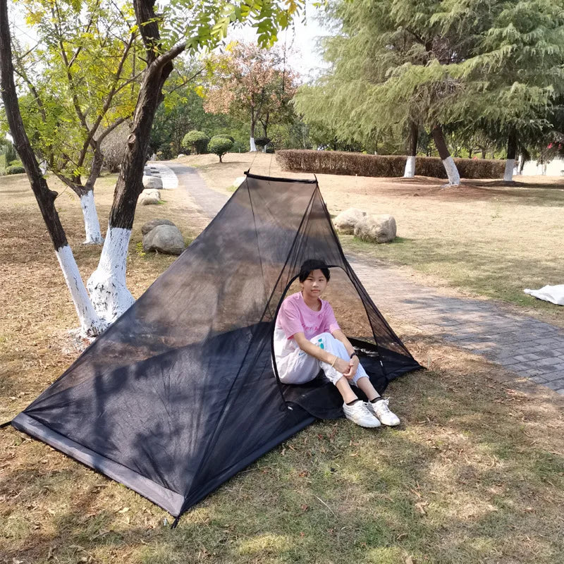 tente camping moustiquaire adulte gris noir maille fine imperméable moderne légère