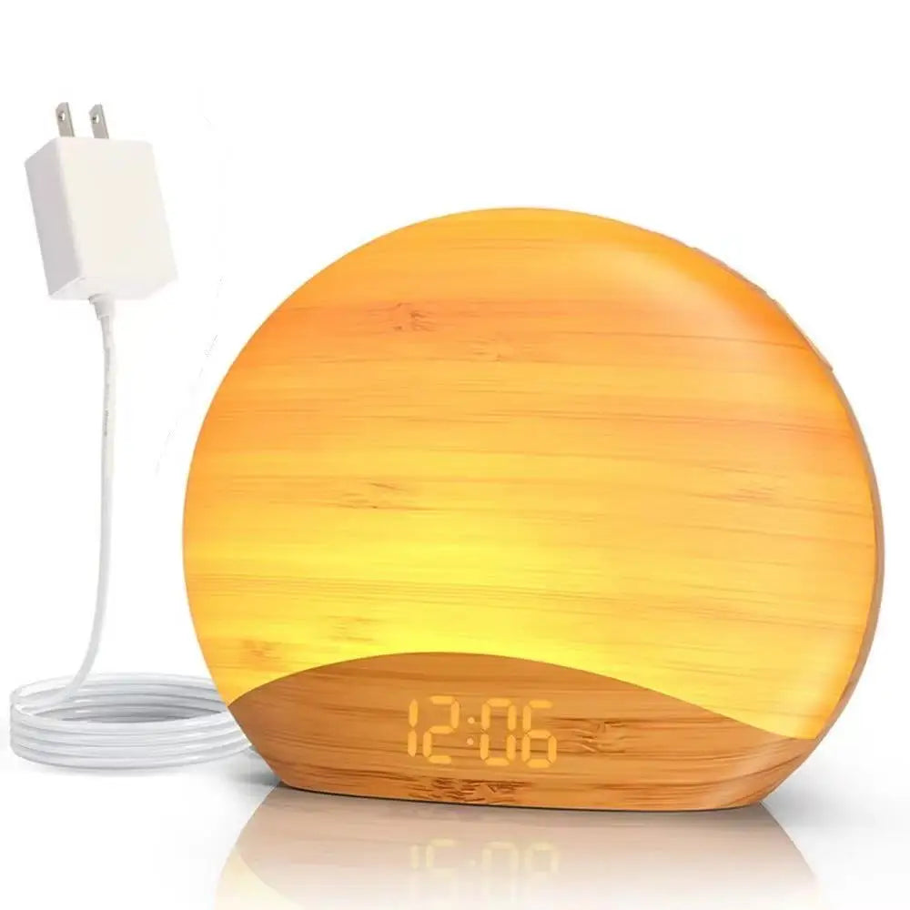 lampe ambiance graduel lever soleil affichage numerique son apaisant controle luminosite snooze stereo 5w