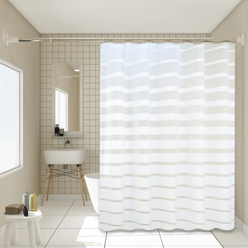 rideau douche moderne blanc rayures horizontales opacité ourlet standard peva 180cm 200cm