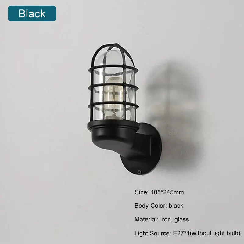 lampe murale industrielle vintage verre transparent noir bronze métal rustique E27