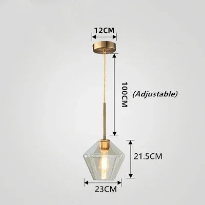 lampe suspendue moderne transparente chaîne dorée ampoule incluse flux lumineux variable certifications multiples sécurité