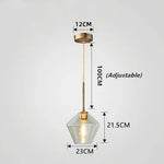 lampe suspendue moderne transparente chaîne dorée ampoule incluse flux lumineux variable certifications multiples sécurité