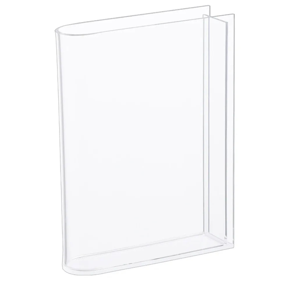 vase transparent moderne texte livre fleurs variées décoration intérieure minimaliste