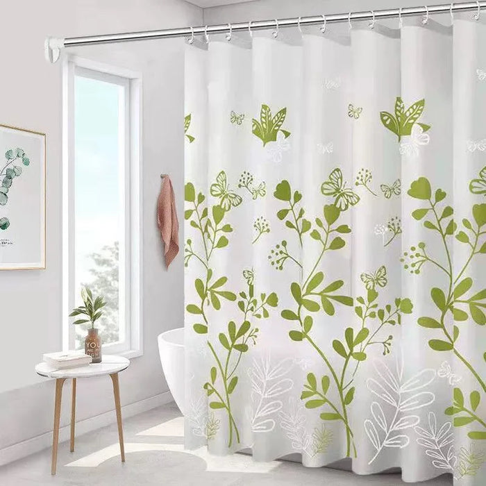Rideau de douche à fleurs papillon vert imperméable