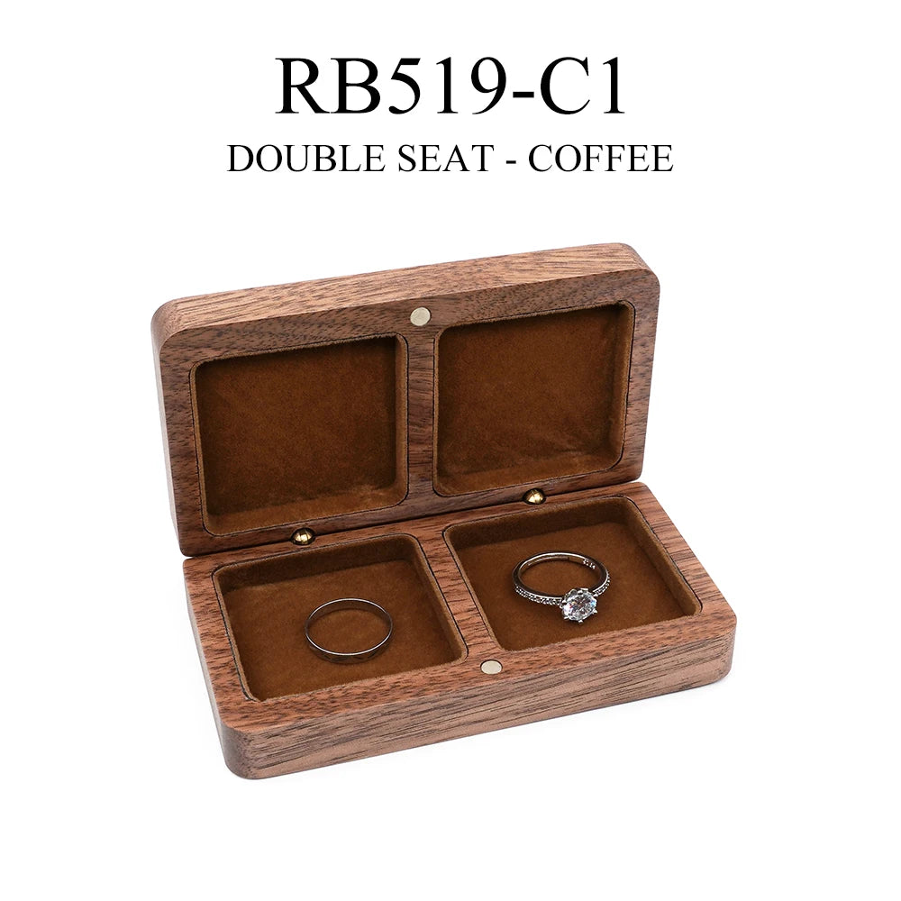 boîte bijoux bois foncé compartiments velours intérieur moderne anneaux rangement cadeau