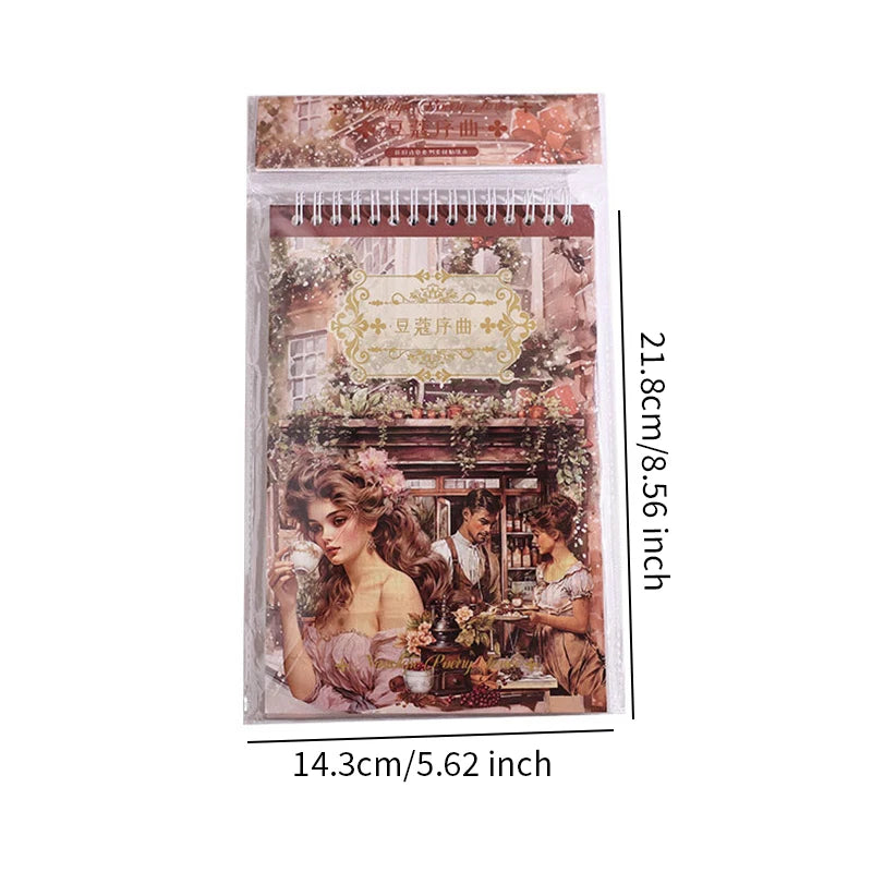 autocollants vintage illustratifs personnages historiques scènes fleurs anneaux métalliques carnet notes motifs européens travaux