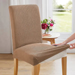 housse chaise marron foncé jacquard moderne élasthanne polyester extensible maison salon mariage