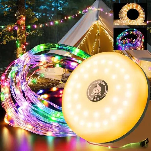 guirlande lumineuse led enroulable 10m jaune dorée multicolore lampe camping phare aimanté tente noel