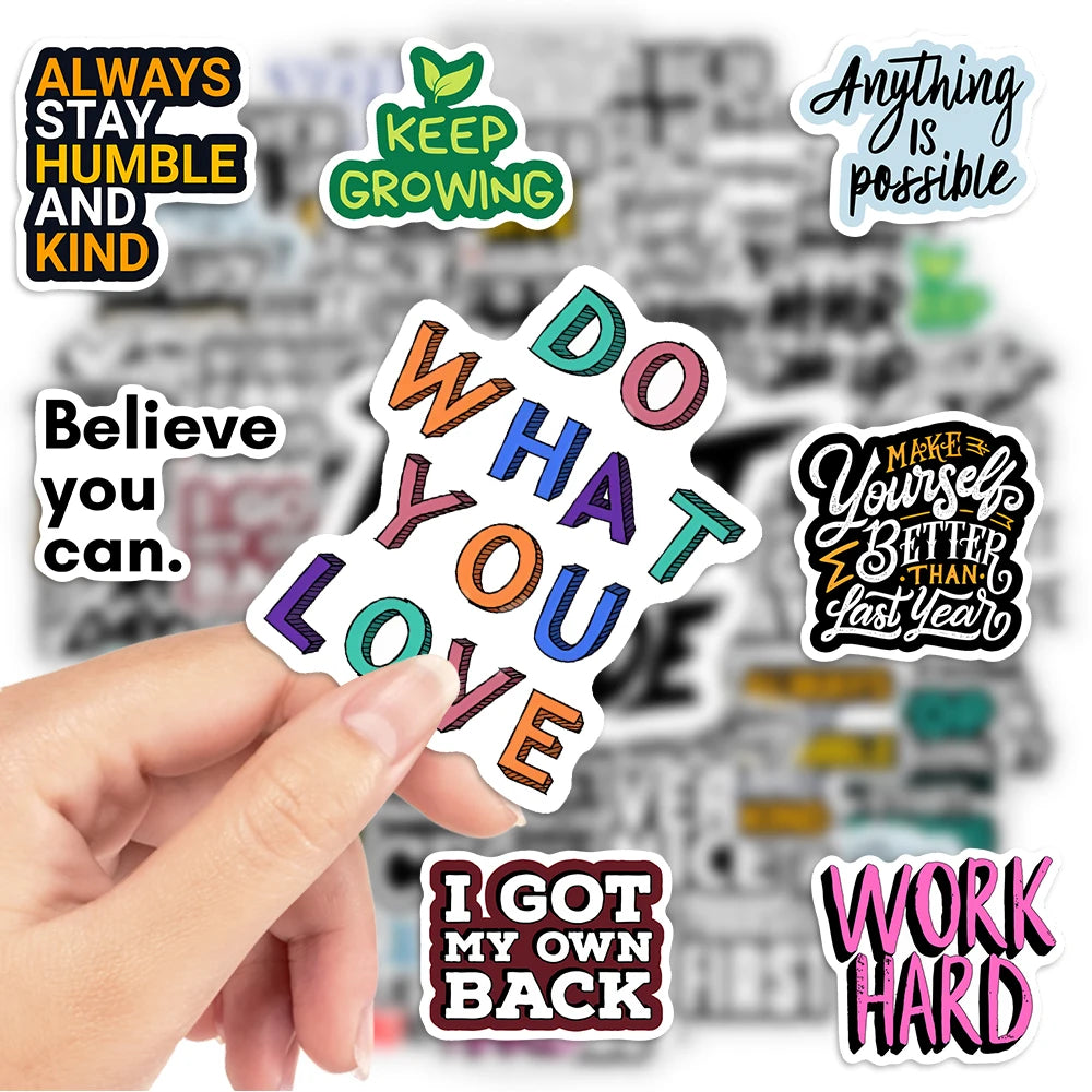 sticker autocollant texte motivant moderne multicolore étanche scrapbook journal portable téléphone bouteille vinyle pvc