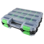 boîte outils transparente moderne poignées vis tournevis pinces clous compartiments organisateur