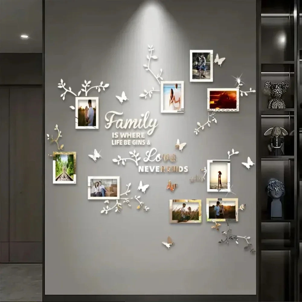 Décoration murale salon sticker cadre photo arbre 3D