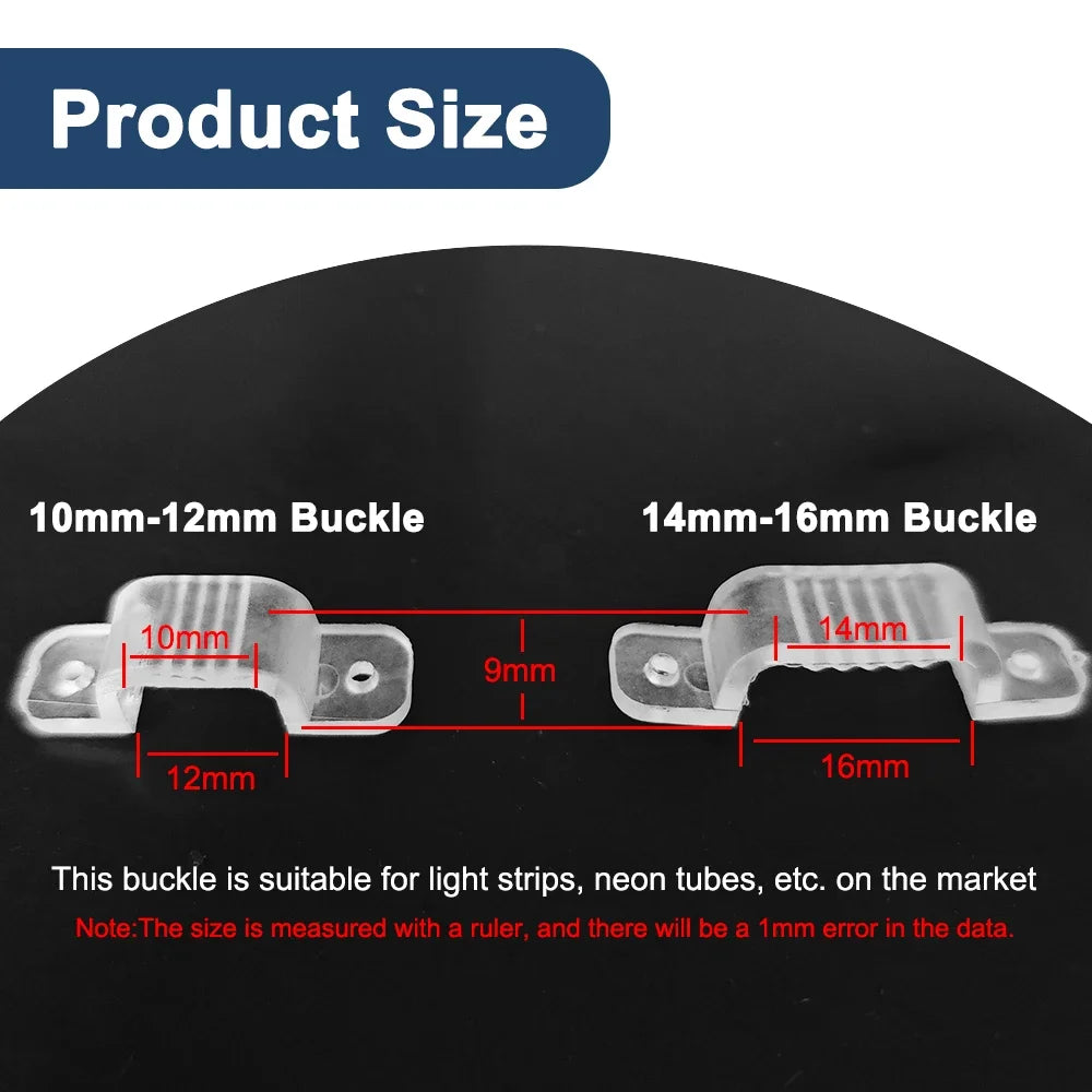 clips bandes lumineuses transparents rainurés 10mm 12mm 14mm 16mm silicone qualité haute
