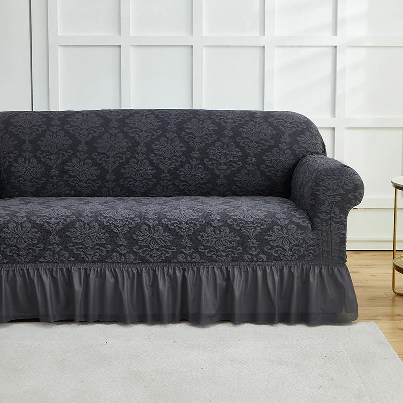 housse canapé brocart beige gris rouge classique élégants boutons soutien lavage machine automne hiver