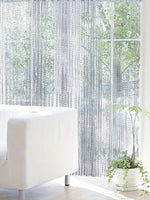 rideau chaîne moderne argenté brillant opaque 100x200cm chambre salon decoration fête mariage