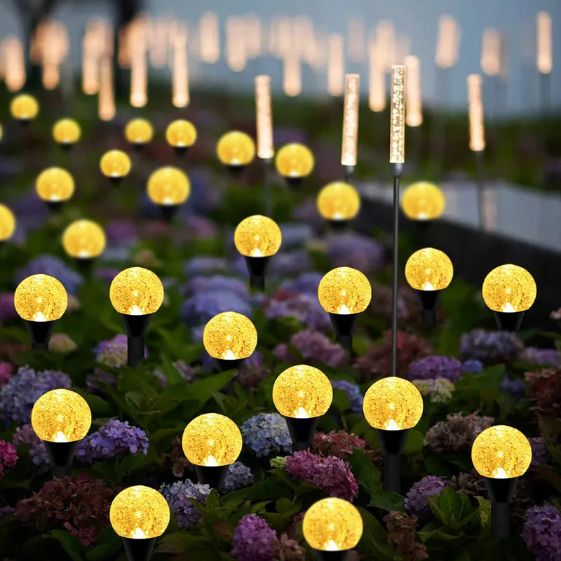 guirlande lumineuse solaire translucides 10 piquets 20 lumières blanc chaud multicolore moderneextérieur