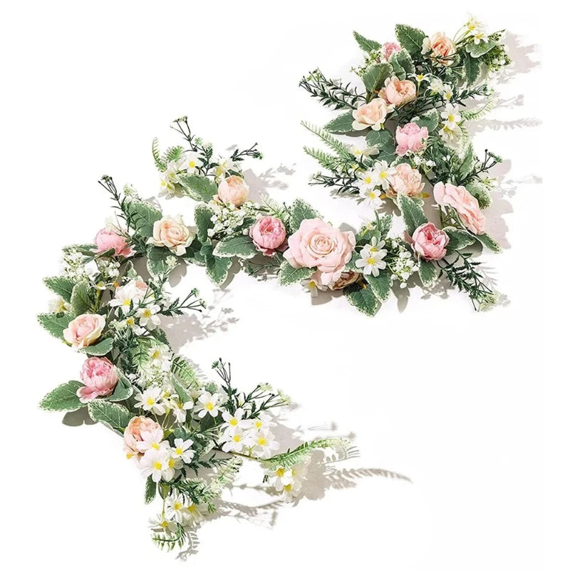 guirlande florale artificielle rose blanche daisy pivoine extérieure mariage décoration romantique 175cm