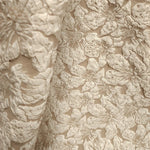 tissu polyester brocart fleurs relief bleu marine rose clair beige gris rouge jaune doré