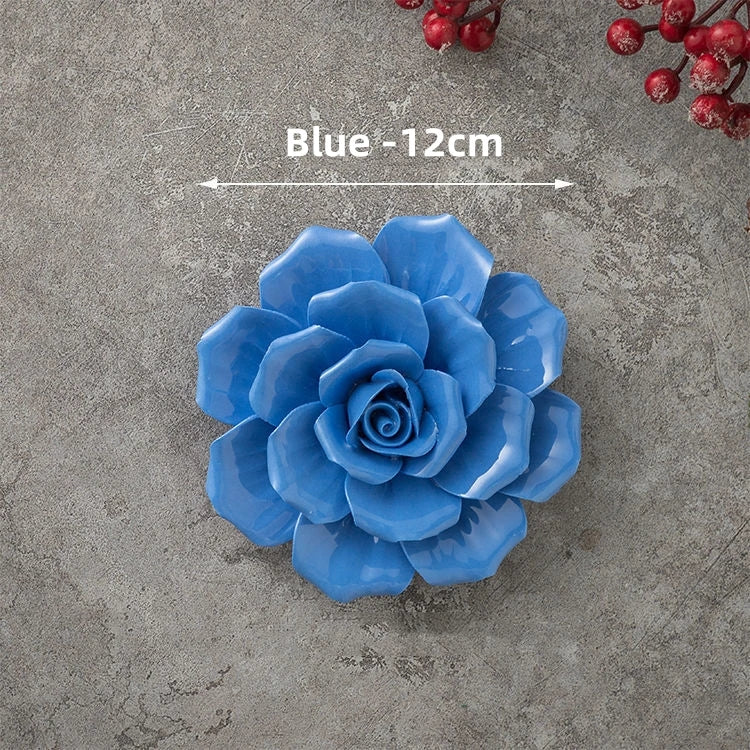 décoration murale fleur porcelaine artisanale jaune bleu rouge moderne sculptée relief
