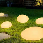 lumière solaire led jardin blanc jaune bleu galet zen minimalisteextérieur poser