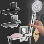 support pommeau douche adhésif porte savon rangement mural moderne flexible douche noir argenté grisclair