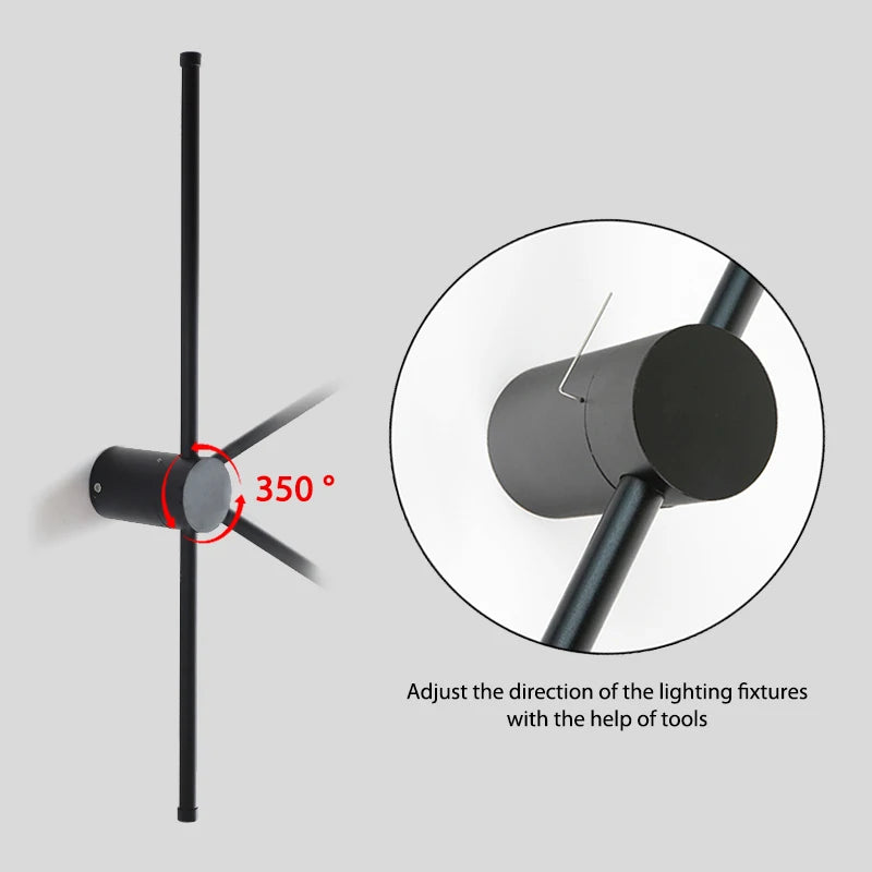 lampe murale led moderne noire 40cm 60cm 80cm 100cm 120cm aluminium