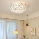 lampe suspendue moderne blanc feuilles papillons fer pvc led télécommande gradation 53cm 75cm