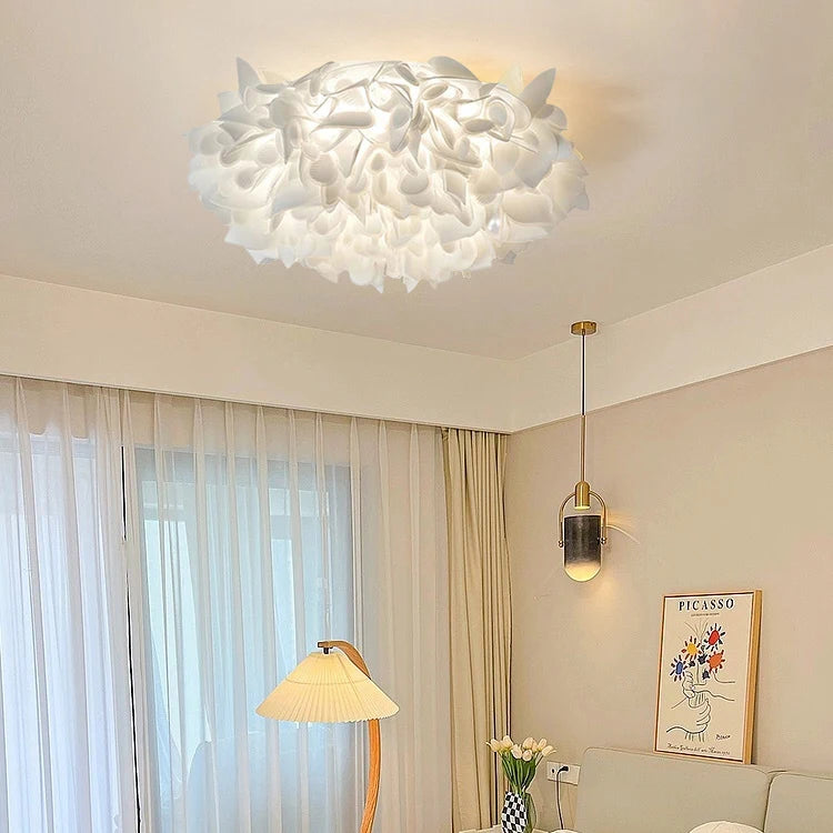 lampe suspendue moderne blanc feuilles papillons fer pvc led télécommande gradation 53cm 75cm