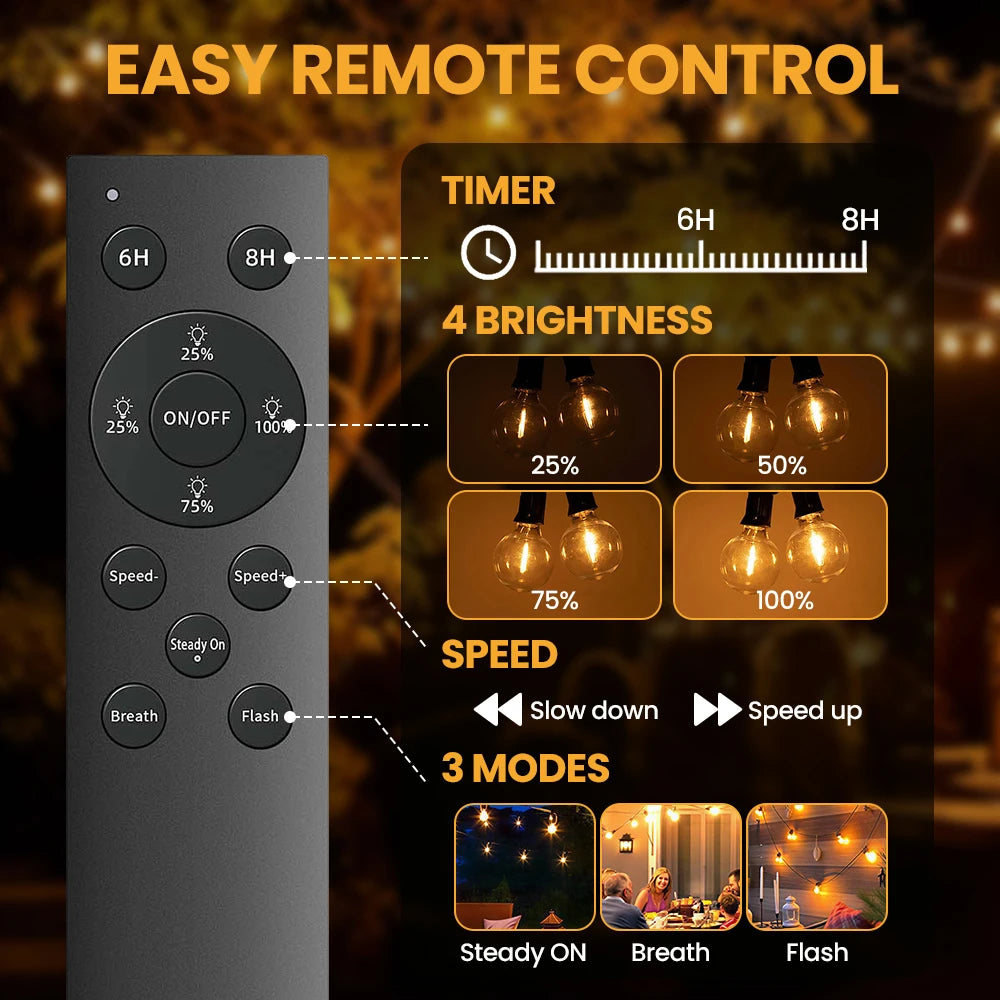 guirlande lumineuse 24v led ip44 modes télécommande étapes réglage timer 8h