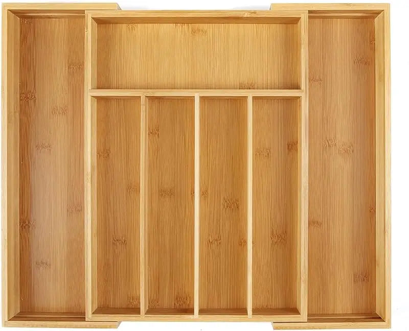organisateur tiroir cuisine bambou réglable vaisselle couteaux fourchettes cuillères pince sel moderne