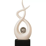 sculptures décoratives modernes résine transparente bulles inclusion blanc argenté base noire minimaliste