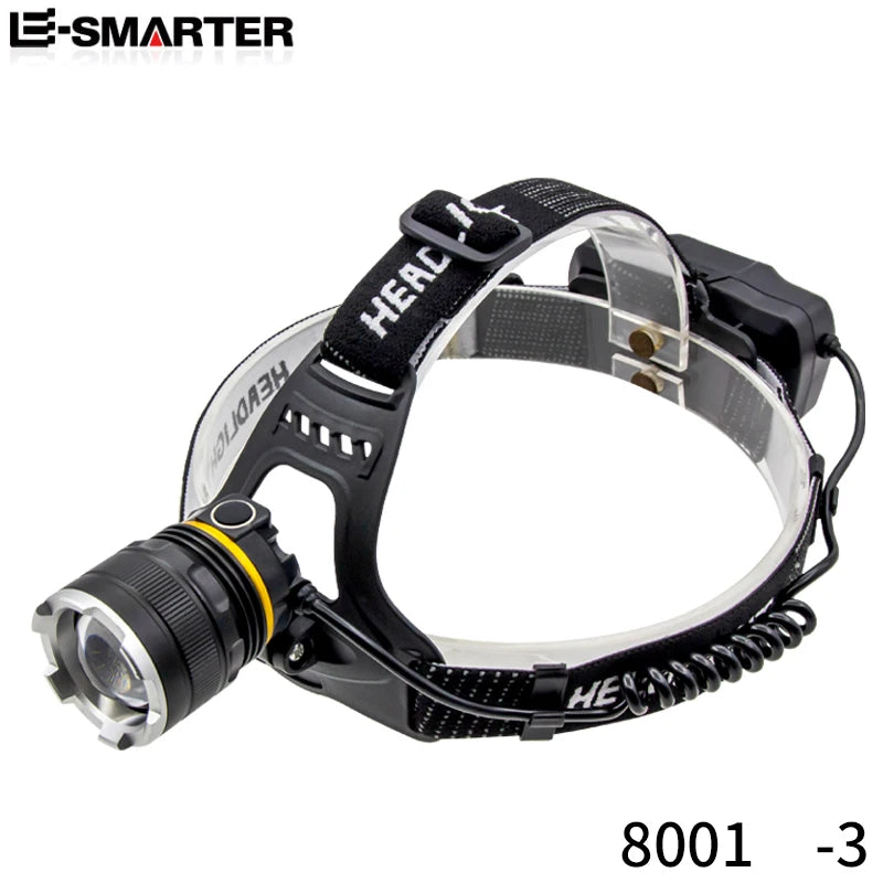 lampe frontale led rechargeable tissu points blancs mode highlight flash trois réglages ceinture ajustable