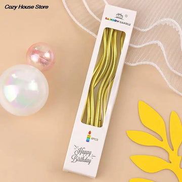 Bougies flexibles multicolores rayures modernes or vert rose violet adhésif festives enfants