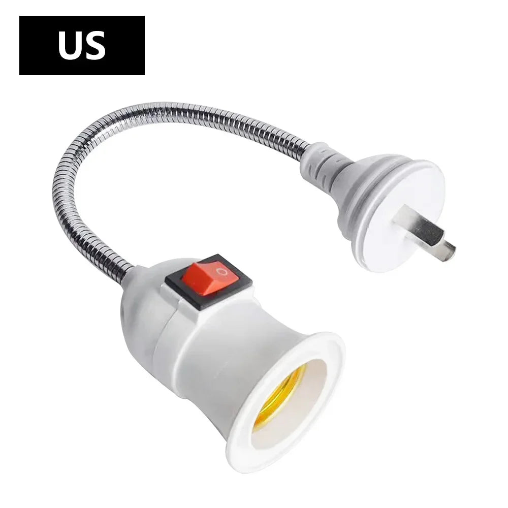 support lampe E27 flexible blanc moderne interrupteur prise us eu adaptable ledéconomieénergie