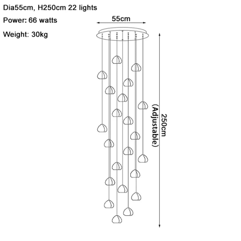 suspension lumineuse led transparente forme organique moderne 249 2000 lumens