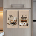 serviettes cuisine motifs tasse grains rustique beige blanc opaques absorbantes echangement deco