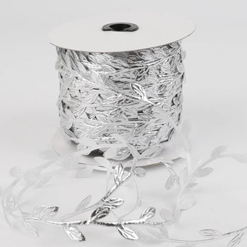 ruban décoratif dentelle feuilles polyester blanc rose doré mariage fête bricolage accessoire maison