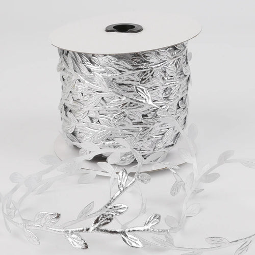 ruban décoratif dentelle feuilles polyester blanc rose doré mariage fête bricolage accessoire maison