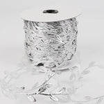 ruban décoratif dentelle feuilles polyester blanc rose doré mariage fête bricolage accessoire maison