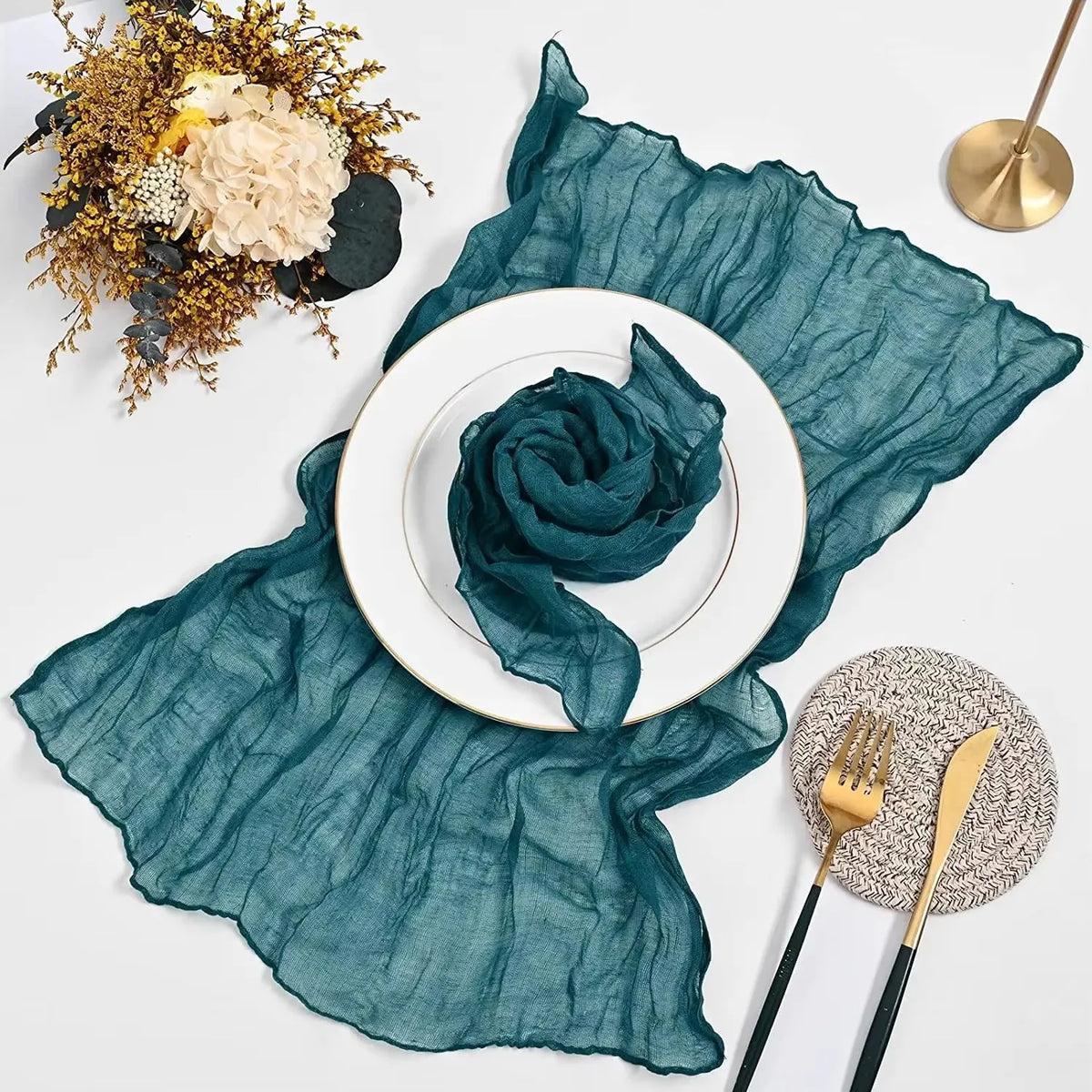 serviettes table pliées moderne vert bleu clair beige 20 pouces 20 pouces réutilisables texture