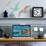 décoration murale oiseau vol bois naturel artisanal moderne chambre océanique vintage bleuclair