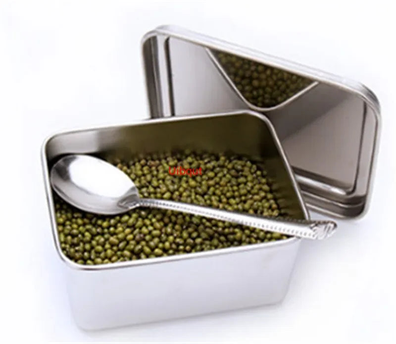 boîte épices argentée moderne cuillères épices incluses distributeur condiments inoxydable respectueux l'environnement