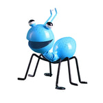figurines insectes decoratives metal rouge vert orange bleu jaune antennes corps exterieur jardin mur