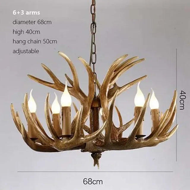 lustre suspendu rustique boisé marron clair ampoules incandescence sans ombre bras